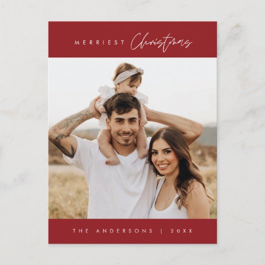 メリーChristmas Family写真モダン, Cozy ポストカード (正面)