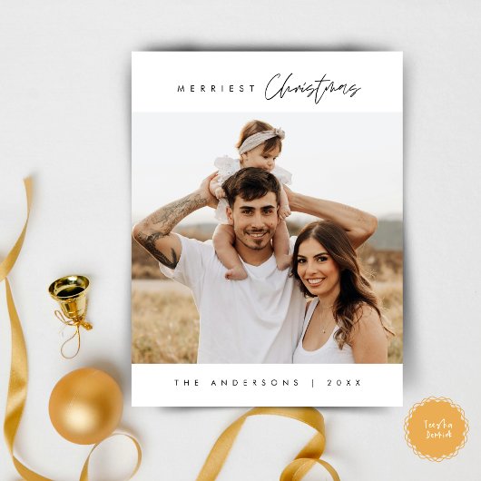 メリーChristmas Family写真モダン, Cozy ポストカード