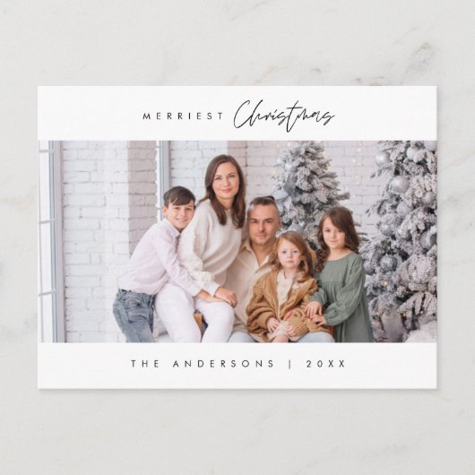 メリーChristmas Family写真モダン, Cozy ポストカード (正面)