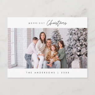メリーChristmas Family写真モダン、Cozy Cute ポストカード