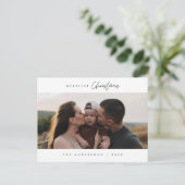 メリーChristmas Family写真モダンCute ポストカード (スタンド正面)