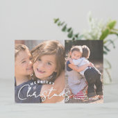 メリーChristmas Family Joy 2 Photo Chrimas 箔シーズンカード (立ち正面)
