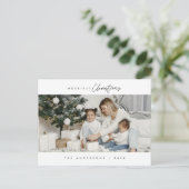 メリーChristmas Family Photo, モダン Minimalist ポストカード (スタンド正面)