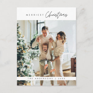 メリーChristmas Family Photo, モダン Minimalist ポストカード
