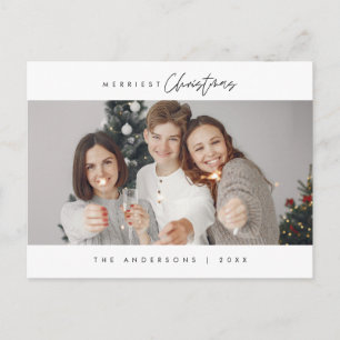 メリーChristmas Family Photo, モダン Minimalist ポストカード