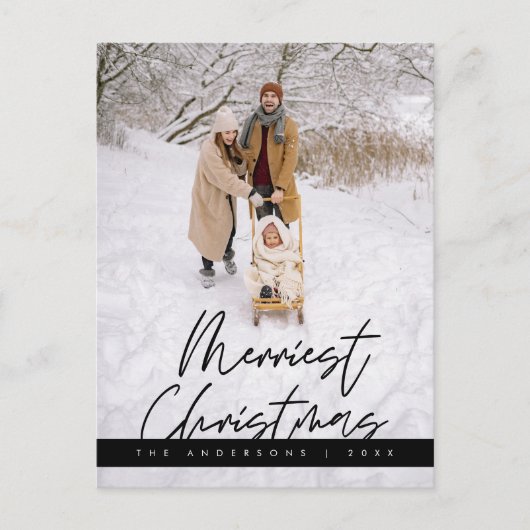 メリーChristmas Family Photo, Cozy Greeting ポストカード (正面)
