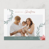 メリーChristmas Family Photo, Eucalyptusリース ポストカード (正面)