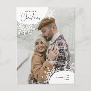 メリーChristmas Family Photo, Snow Flaks ポストカード