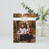 メリーChristmas Family Photo, Snow Flaks ポストカード (スタンド正面)
