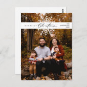 メリーChristmas Family Photo, Snow Flaks ポストカード (正面/裏面)