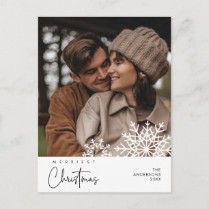 メリーChristmas Family Photo, Snow Flaks ポストカード