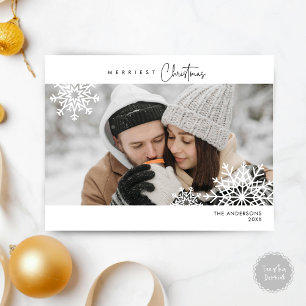 メリーChristmas Family Photo, Snow Flaks ポストカード