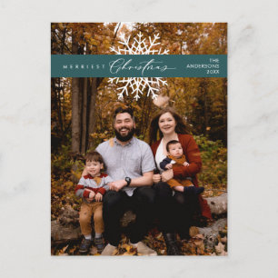 メリーChristmas Family Photo, Snow Flaks ポストカード