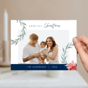 メリーChristmas Family Photo, Water colorリース ポストカード