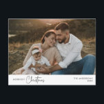 メリーChristmas Family Photo, Winter Happiness ポストカード<br><div class="desc">メリークリスマス。この祝家族の写真と季節の写真の居心地の良い幸せ冬と新年のはがき完全にカスタマイズされパーソナライズされたて、独自のグリーティングメッセージと。差出人住所を追加して簡単郵送。それはシンプル簡単だが居心地のモダン良いフェスティバルだ。これは、あなたの休日の願いを送信するのに最適なポストカードである。</div>