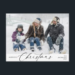 メリーChristmas Family Photo, Winter Happiness ポストカード<br><div class="desc">メリークリスマス。この祝家族の写真と季節の写真の居心地の良い幸せ冬と新年のはがき完全にカスタマイズされパーソナライズされたて、独自のグリーティングメッセージと。差出人住所を追加して簡単郵送。それはシンプル簡単だが居心地のモダン良いフェスティバルだ。これは、あなたの休日の願いを送信するのに最適なポストカードである。</div>