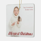 メリーChristmas Red Script 2枚フォト両面印刷 セラミックオーナメント (左)