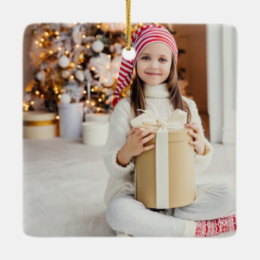 メリーChristmas Red Script 2枚フォト両面印刷 セラミックオーナメント (裏面)