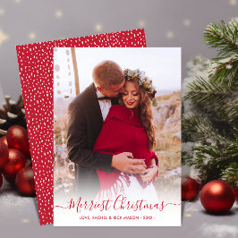 メリーChristmas Red Script One Photo Christmas シーズンカード