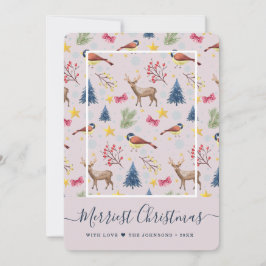 メリーChristmas Script Pattern Photo シーズンカード