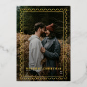 メリーChristmas Stamp family Photo 箔シーズンカード (正面)