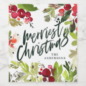 メリーChristmas Water Colorフローラ ワインラベル (シングルラベル)