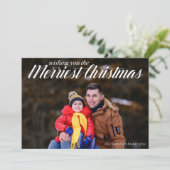 メリーChristmas White Script Overlay Photo シーズンカード (スタンド正面)