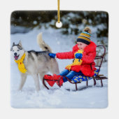 メリーChristmas White Script Photo Double Sided セラミックオーナメント (裏面)