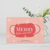 メリーChristmaskレトロピンククリスマスカード シーズンカード (スタンド正面)