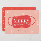 メリーChristmaskレトロピンククリスマスカード シーズンカード (正面/裏面)