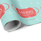 メリーChristmask Red Mask Pattern Blue Christmas ラッピングペーパー (ロールコーナー)