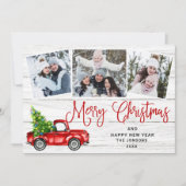 メリーChristmasRed Farm Truck 3写真 シーズンカード (正面)