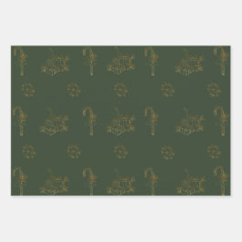 メリーChristmasWrapping紙フラットシートセット3 ラッピングペーパーシート