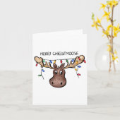 メリーChristmooseクリスマスムースクリスマスズラバーホリド カード (黄色い花)