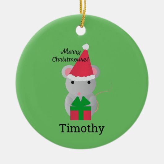 メリーChristmouseかわいいクリスマスマウス セラミックオーナメント (正面)