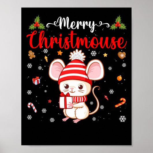 メリーChristmouse Christmas Mouse Santa Hat Family ポスター (正面)