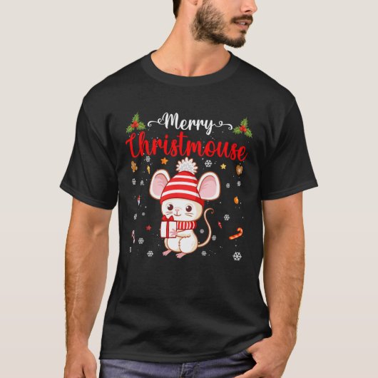 メリーChristmouse Christmas Mouse Santa Hat Family Tシャツ (正面)