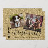 メリーChristMUTTS犬フォトペット金ゴールド シーズンカード (正面/裏面)