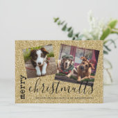 メリーChristMUTTS犬フォトペット金ゴールド シーズンカード (スタンド正面)