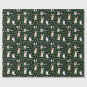 メリーCorgmess – クリスマスコーギパターングリーン ラッピングペーパー (フラット)