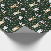メリーCorgmess – クリスマスコーギパターングリーン ラッピングペーパー (角)
