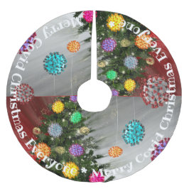 メリーCovidクリスマスコビデの木オーナメント ブラッシュドポリエステルツリースカート