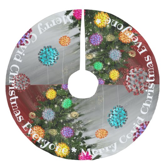 メリーCovidクリスマスコビデの木オーナメント ブラッシュドポリエステルツリースカート (正面)