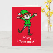メリーCOVID-19小妖精や小人クリスマスカード カード (黄色い花)