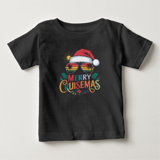 メリーCruisemas 2024クリスマスサンタトナカイ ベビーTシャツ (正面)