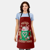 メリーEverything Gingerbreadコーヒーラテクリスマス エプロン (着用した状態)