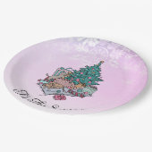 メリーEverything Pink Christmas Tree Cat and Dog ペーパープレート (アングル)