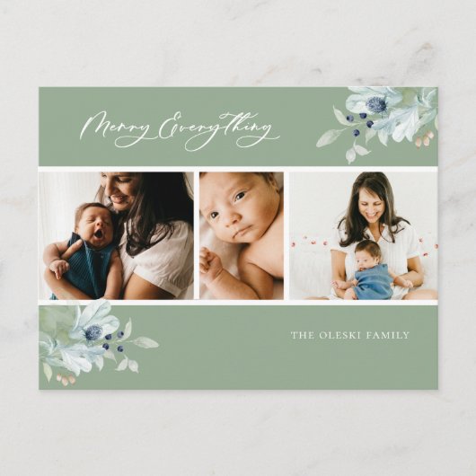 メリーEverything Winter Botanical Photo Collage シーズンポストカード (正面)