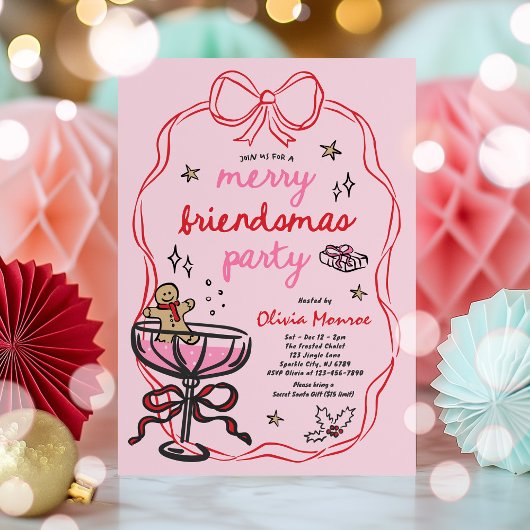 メリーFriendsmasクリスマスカクテルホリデーパーティー 招待状