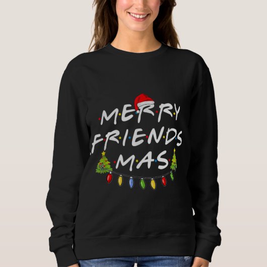メリーFriendsmas Christmas Trees Lights Santa Hat スウェットシャツ (正面)